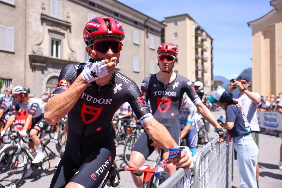 CESANO MADERNO, ITALY - MAY 29: Rick Pluimers of Netherlands and Team Tudor Pro Cycling eats Haribo during the 108th Giro d'Italia 2025, Stage 18 a 144km stage from Morbegno to Cesano Maderno on May 29, 2025 in Cesano Maderno, Italy. (Photo by Sara Cavallini/Getty Images)