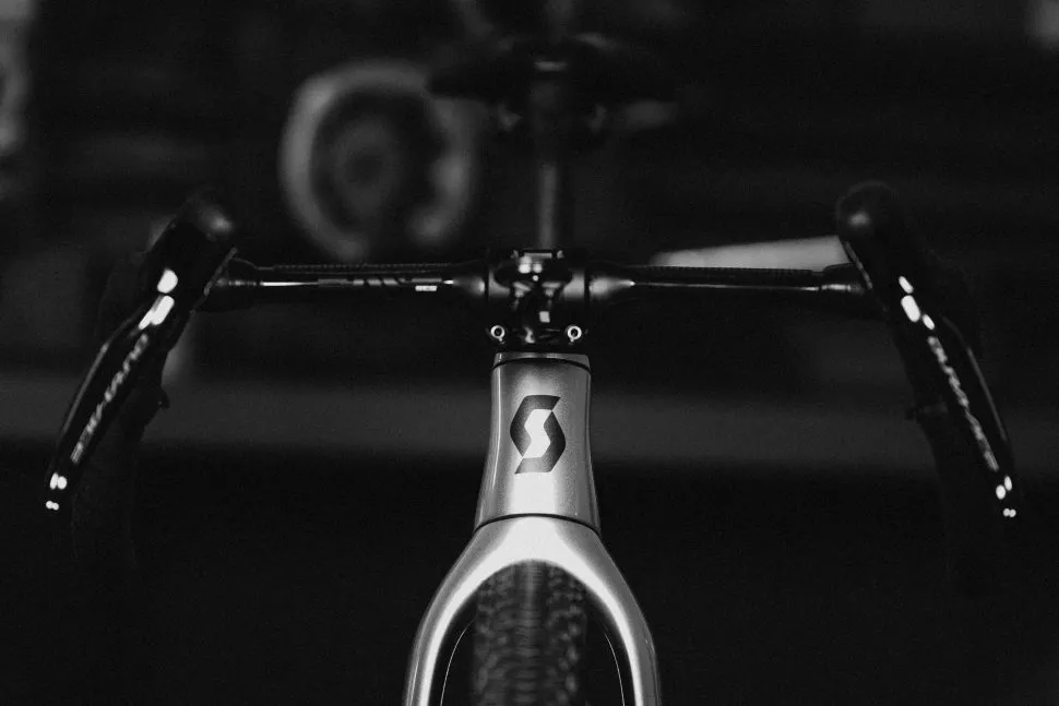Defending champion Cam Jones will ride this 32-inch wheel Scott prototype gravel bike at Unbound 200