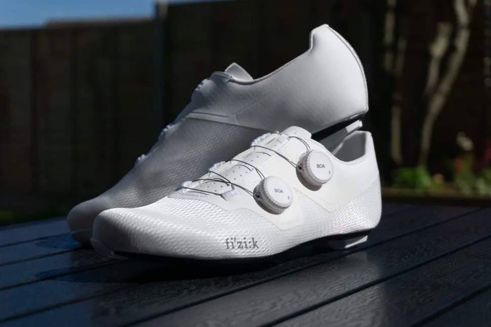 White Fizik cycling shoe