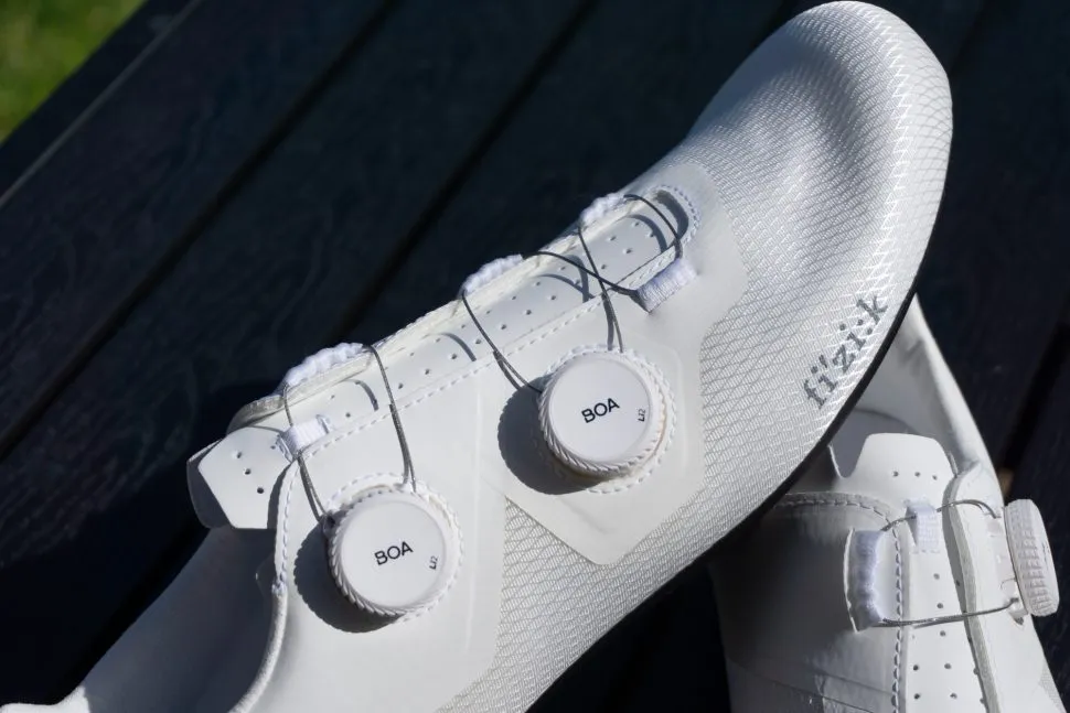 White Fizik cycling shoe